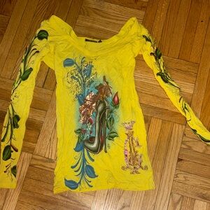 Ed Hardy Christian Audigier Yellow Long Sleeve